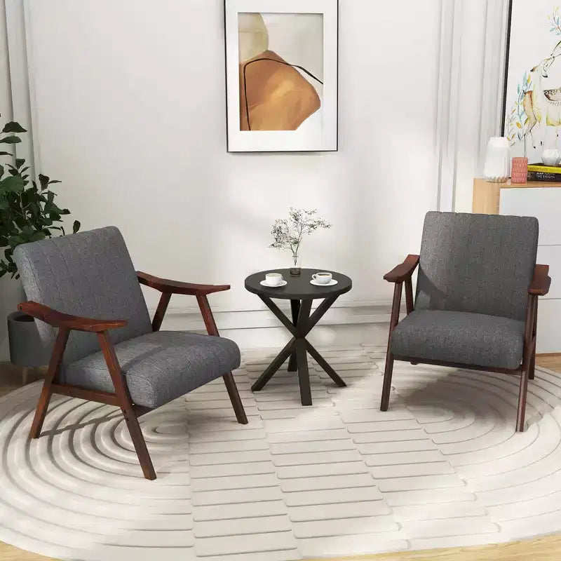 Modern Leathaire Accent Armchair with Rubberwood Frame & Felt Pads