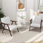 Modern Leathaire Accent Armchair with Rubberwood Frame & Felt Pads