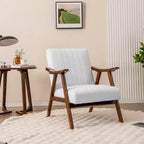 Modern Leathaire Accent Armchair with Rubberwood Frame & Felt Pads