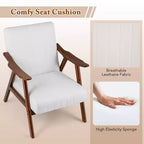 Modern Leathaire Accent Armchair with Rubberwood Frame & Felt Pads