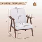 Modern Leathaire Accent Armchair with Rubberwood Frame & Felt Pads