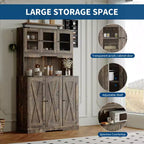 70" Freestanding Kitchen Pantry Cabinet with Acrylic Doors & Microwave Stand