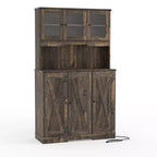 70" Freestanding Kitchen Pantry Cabinet with Acrylic Doors & Microwave Stand