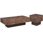 22" Gray Distressed Solid Mango Wood Square Block End Table