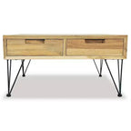 31.5" Square Solid Recycled Teak Coffee Table with 2 Drawers