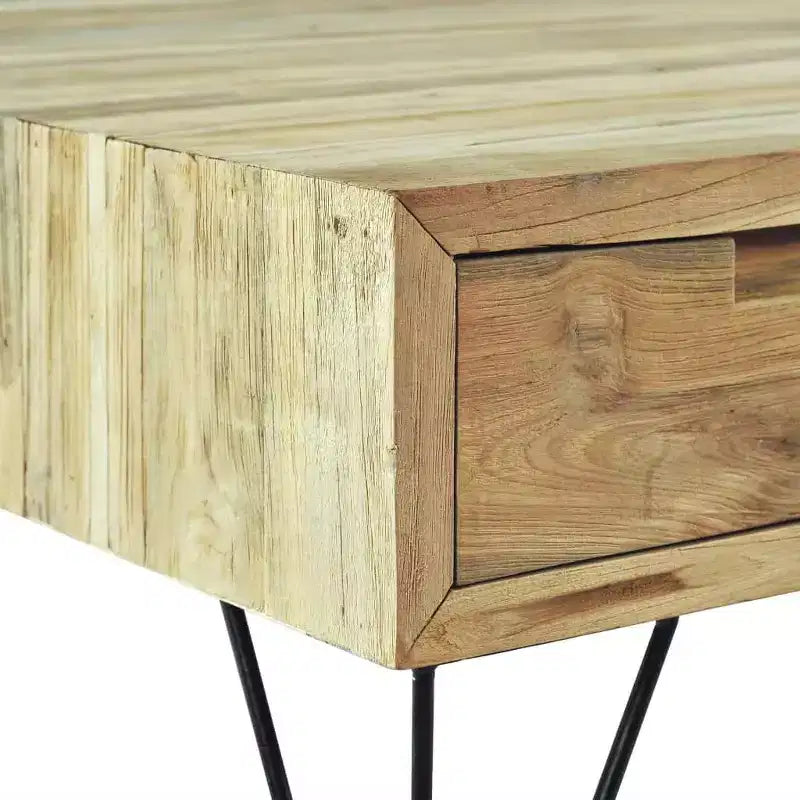 31.5" Square Solid Recycled Teak Coffee Table with 2 Drawers