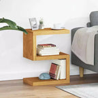 Solid Teak Wood S-Shape Side Table, 17.7"W x 23.6"H