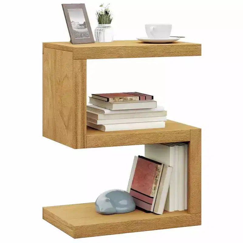 Solid Teak Wood S-Shape Side Table, 17.7"W x 23.6"H