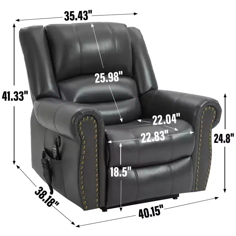 Power Lift Recliner Chair with Heat, Massage & Dual Motor, Faux Leather, Brown