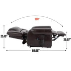 Power Lift Recliner Chair with Heat, Massage & Dual Motor, Faux Leather, Brown