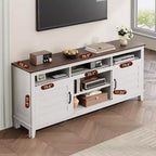 70.9" Farmhouse TV Stand with Adjustable Shelves & Cabinet Doors for 75" TVs