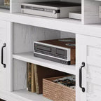 70.9" Farmhouse TV Stand with Adjustable Shelves & Cabinet Doors for 75" TVs
