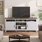70.9" Farmhouse TV Stand with Adjustable Shelves & Cabinet Doors for 75" TVs