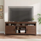 70.9" Farmhouse TV Stand with Adjustable Shelves & Cabinet Doors for 75" TVs