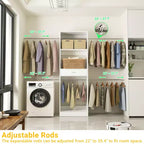 8FT Closet Organizer System with Extendable Hanging Rod & Drawer, MDF