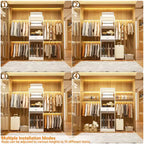 8FT Closet Organizer System with Extendable Hanging Rod & Drawer, MDF