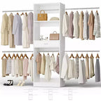 8FT Closet Organizer System with Extendable Hanging Rod & Drawer, MDF
