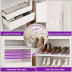 8FT Closet Organizer System with Extendable Hanging Rod & Drawer, MDF