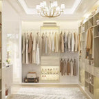 8FT Closet Organizer System with Extendable Hanging Rod & Drawer, MDF