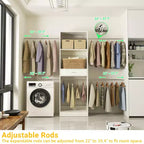 8FT Closet Organizer System with Extendable Hanging Rod & Drawer, MDF