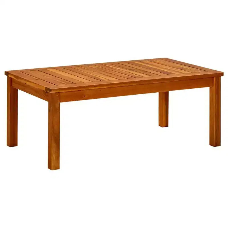 Solid Acacia Wood Outdoor Coffee Table with Slatted Top, 35.4"x19.7"