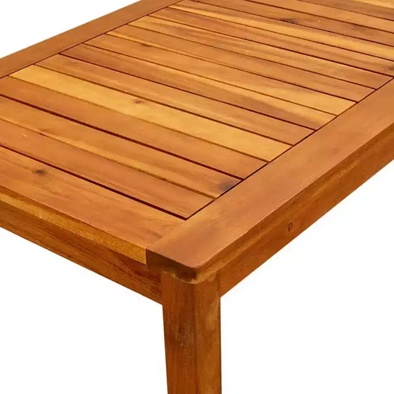 Solid Acacia Wood Outdoor Coffee Table with Slatted Top, 35.4"x19.7"