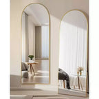58"x18" Arched Full Body Mirror, Gold Frame, Freestanding or Wall Mounted