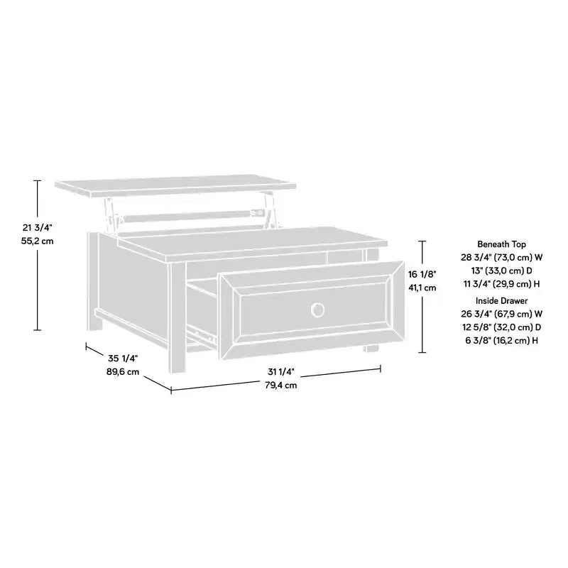 Farmhouse Lift-Top Coffee Table with Hidden Storage & Drawer