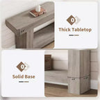 63" Farmhouse Console Table with 2-Tier Storage, Wood Grain, Brown
