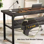53" Computer Desk with Built-In Charging Station, 3 AC Outlets & 2 USB Ports
