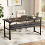 53" Computer Desk with Built-In Charging Station, 3 AC Outlets & 2 USB Ports