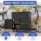 35" Rolling Steel Tool Cabinet with Locking Casters & Adjustable Shelf, Black