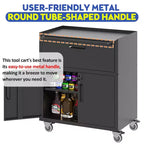 35" Rolling Steel Tool Cabinet with Locking Casters & Adjustable Shelf, Black