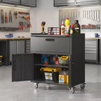35" Rolling Steel Tool Cabinet with Locking Casters & Adjustable Shelf, Black