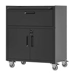 35" Rolling Steel Tool Cabinet with Locking Casters & Adjustable Shelf, Black