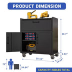 35" Rolling Steel Tool Cabinet with Locking Casters & Adjustable Shelf, Black