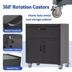 35" Rolling Steel Tool Cabinet with Locking Casters & Adjustable Shelf, Black