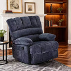 Oversized Swivel Rocker Recliner Sofa, Chenille, Blue, 350 lb Capacity