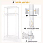 Heavy-Duty Metal Clothes Rack with Adjustable Shelves, 660 lb Capacity, White
