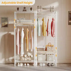 Heavy-Duty Metal Clothes Rack with Adjustable Shelves, 660 lb Capacity, White