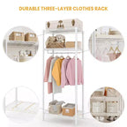 Heavy-Duty Metal Clothes Rack with Adjustable Shelves, 660 lb Capacity, White