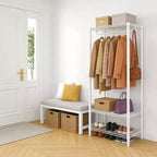 Heavy-Duty Metal Clothes Rack with Adjustable Shelves, 660 lb Capacity, White
