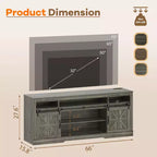 66" Farmhouse TV Console with Sliding Barn Doors, Built-In Charging Station, Fits 75" TVs