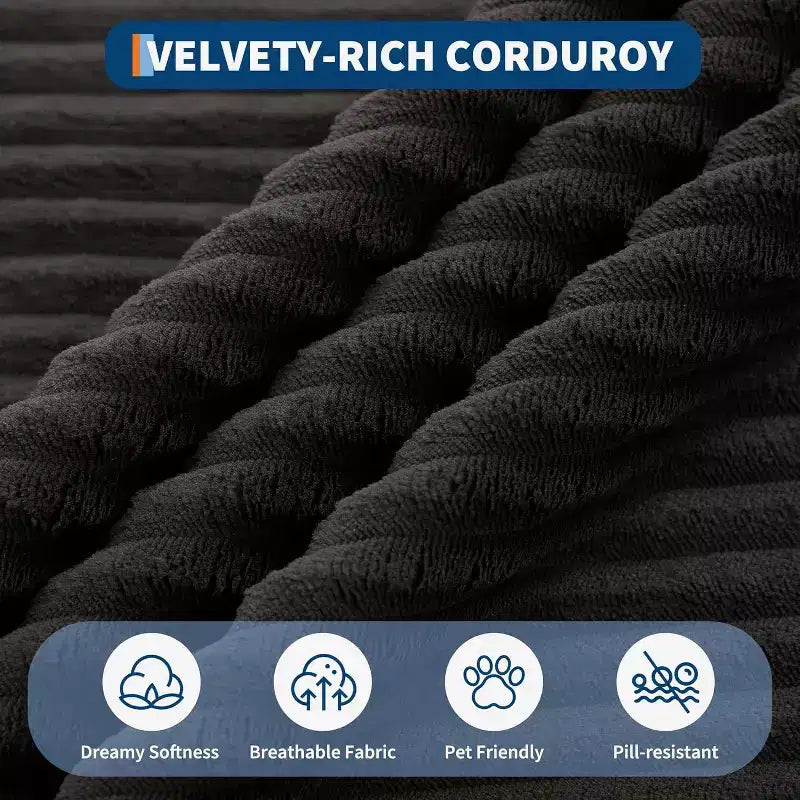 78" Oversized Corduroy Chaise Loveseat, Cloud-Like Deep Seat, No Assembly