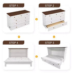 Modern Murphy Bed Chest with Charging Station & Storage Drawer