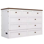 Modern Murphy Bed Chest with Charging Station & Storage Drawer