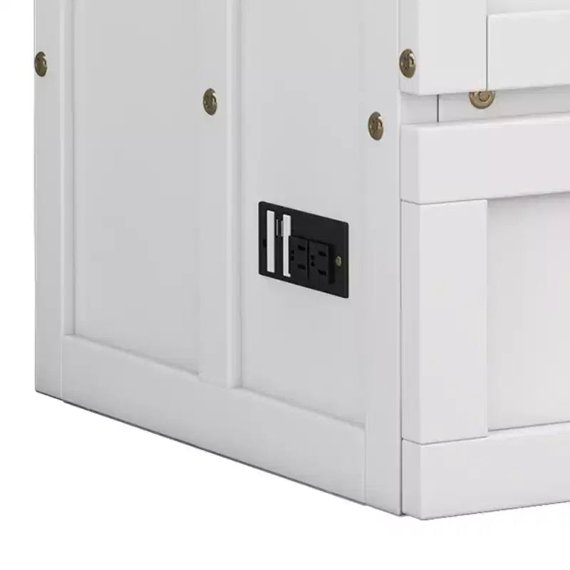 Modern Murphy Bed Chest with Charging Station & Storage Drawer