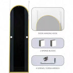 Gold Arched Full Length Mirror, 48x14 Inch. Shatter-Proof, Aluminum Frame for Over-Door or Wall Mount in Any Room