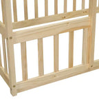 House-Shaped Kids Floor Bed with Fence & Guardrails, Pine Wood, Twin/Full