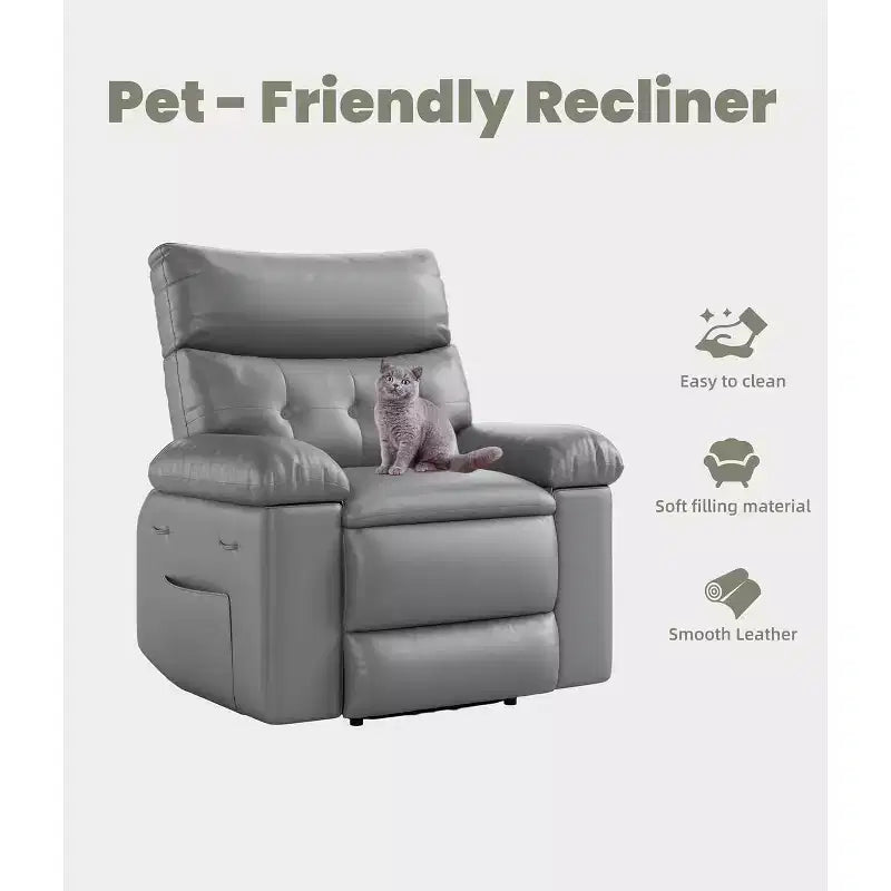 27" Oversized Manual Recliner Chair with Lumbar & Arm Support for Living Room & Bedroom